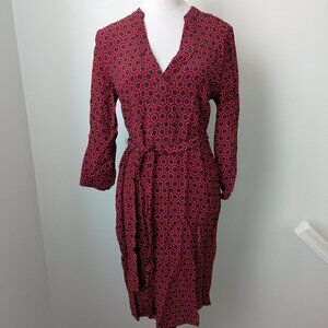 Boden Red & Navy Geometrical Belted Dress, 8